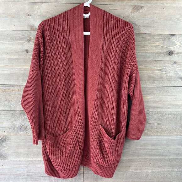 Debut Womens Cardigan Sweater Long Sleeve Open Front Pockets Ribbed Basic XS - Picture 1 of 8